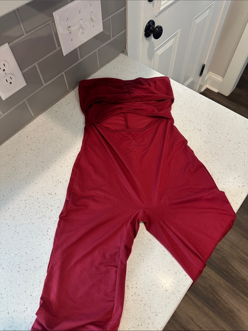 Strapless Maroon Jumpsuit
